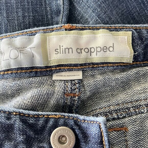 Ann Taylor LOFT Petite SZ 4P Slim Cropped Jeans Low-Rise Pocket Medium Wash Blue - Picture 7 of 8